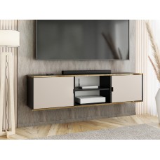 Atvērts TV galdiņš ar zelta malu LUNO 3, Melns/Kašmirs